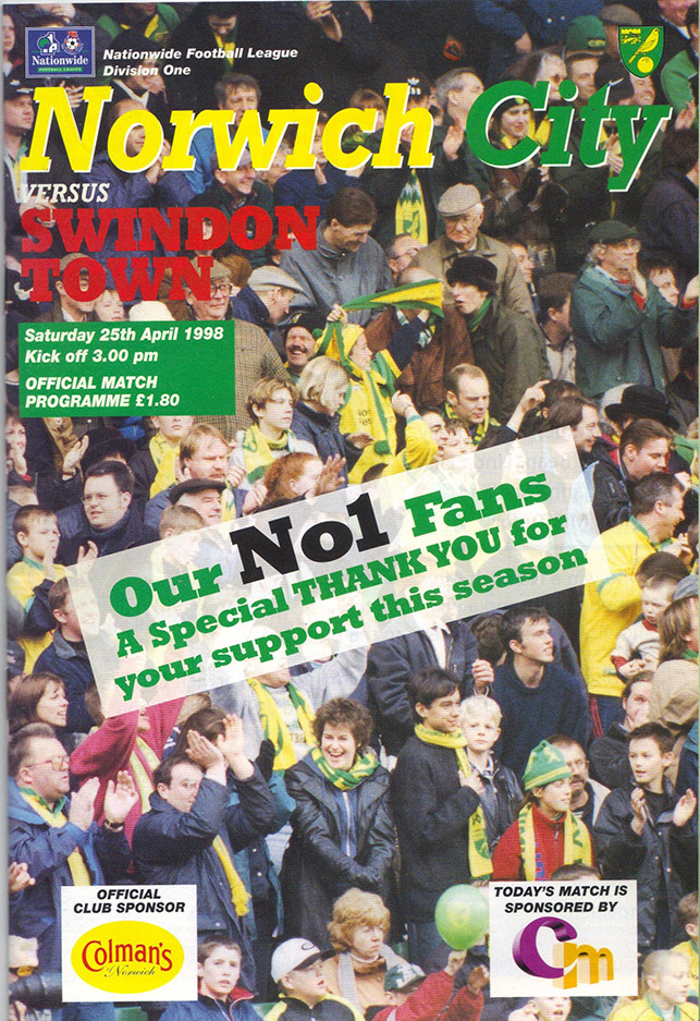 <b>Saturday, April 25, 1998</b><br />vs. Norwich City (Away)